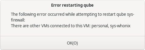 sys-firewallの再起動に失敗したときのメッセージ