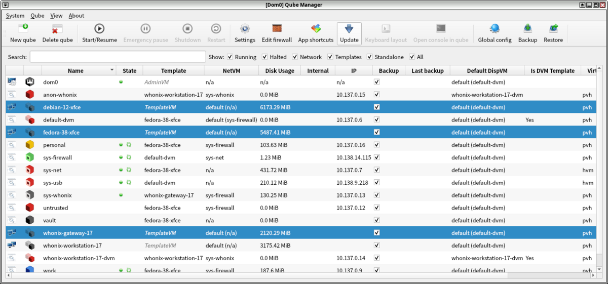 Qube Manager から Qubes Updateツールを呼び出す