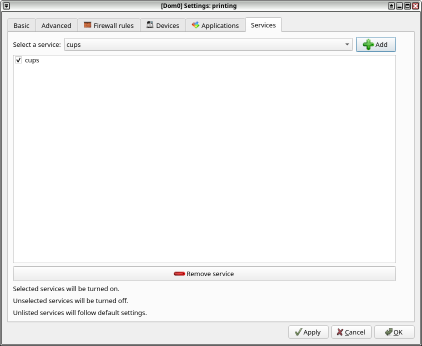 cups のサービスが動くように設定された