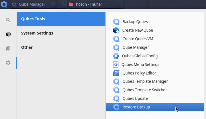 Restore Backup ツールを起動してバックアップの整合性を確認する