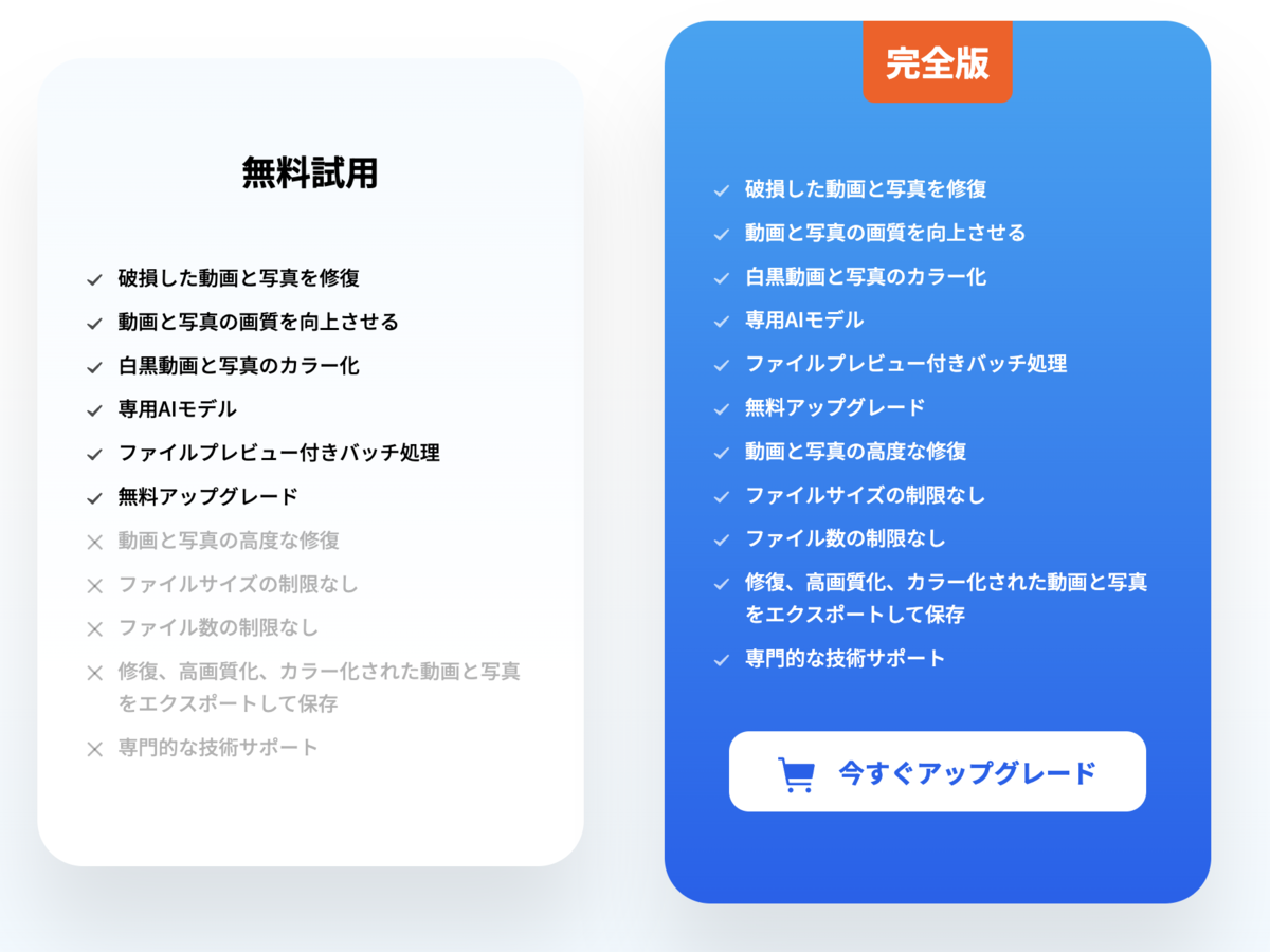 無料版と有料版の違い