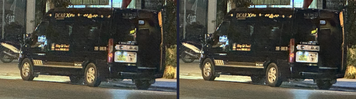 車周りを拡大すると画質上昇とノイズが軽減されている