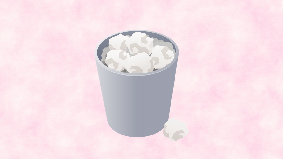 ティッシュで一杯になったゴミ箱のイラスト