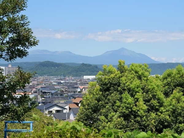 市街地と山々