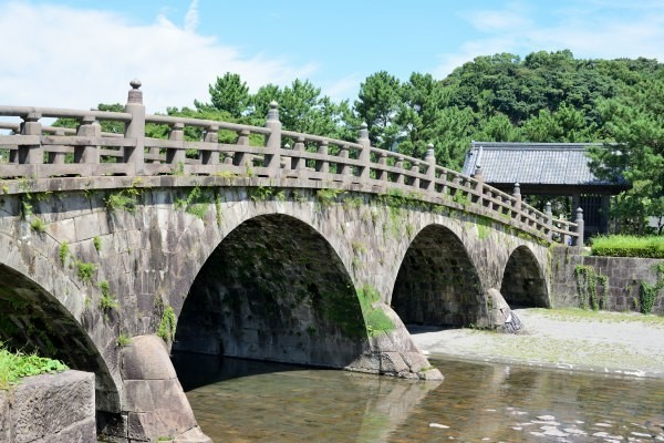 アーチのある石橋と門