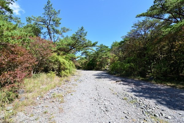 火山灰質の砂地の道