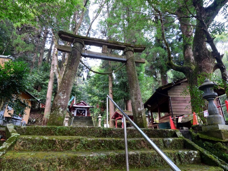 石段と鳥居、奥に社殿