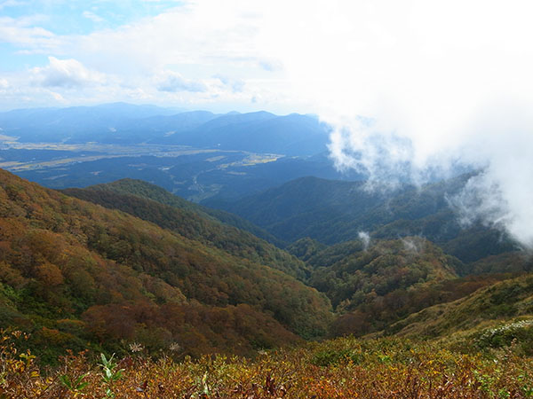 稜線を境に雲が消えます