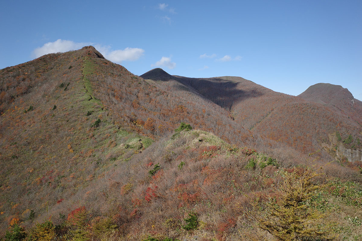 ハマグリ山手前から見る両神室岳の図