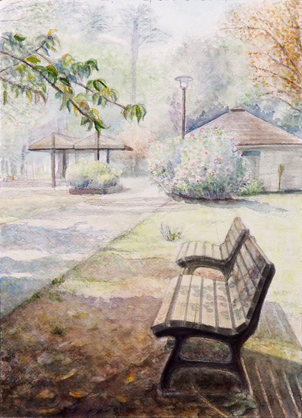 水彩画「砧公園 1」 - ふくろう絵本屋