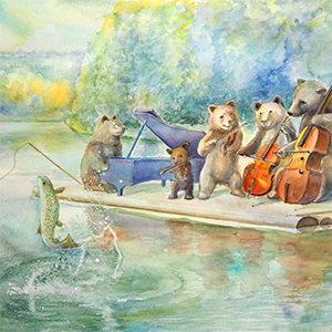 水彩画「マス」 - ふくろう絵本屋