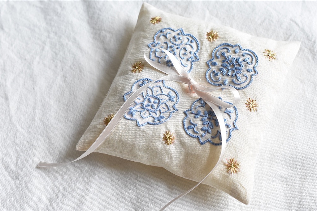 綺麗なリングピロー 刺繍 図案 花 最高の花の画像