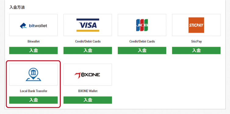 XM国内銀行入金方法