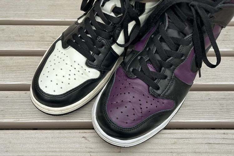 NIKEのダンクとジョーダン1のフロントのデザインの違い