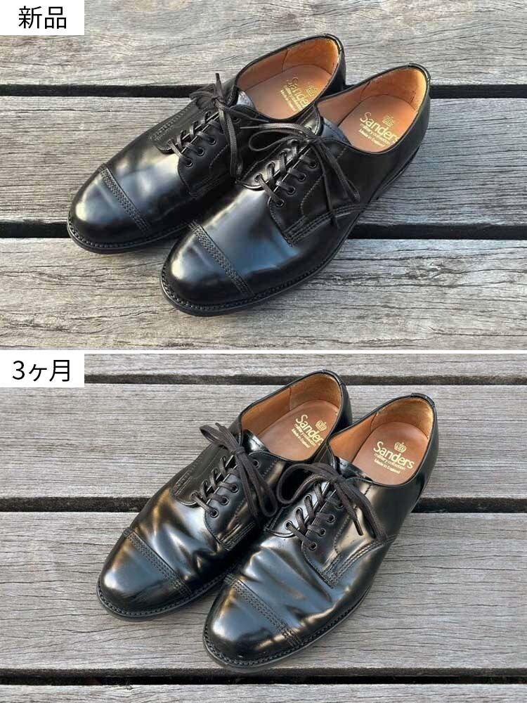 サンダースの革靴をお手入れせずに履いてみたら…。シューケアなしで3