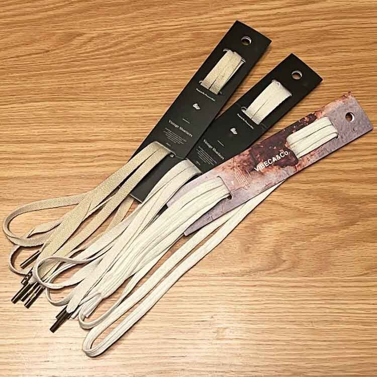 古着にもあうコットンのシューレースを3種類用意した