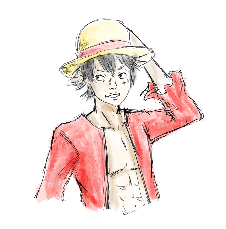 ５ ルフィを自分の画風で描いてみる アドセンス合格しましたー サラリーマンはイラストレーターを目指す