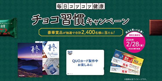 毎日コツコツ健康チョコ習慣キャンペーン合計2 400名に当たる 当たる可能性が高い懸賞を狙う 毎日コツコツ健康チョコ習慣キャンペーン合計2 400名に当たる 当たる可能性が高い懸賞を狙う