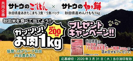 サトウのごはん サトウの切り餅共同企画 秋田米ご愛顧感謝キャンペーン 当たる可能性が高い懸賞を狙う サトウのごはん サトウの切り餅共同企画 秋田米ご愛顧感謝キャンペーン 当たる可能性が高い懸賞を狙う
