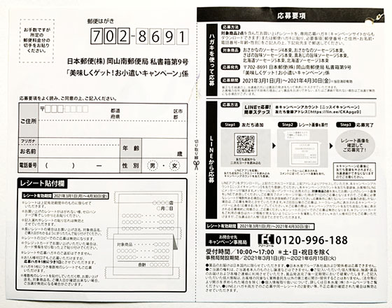 ニッスイ 美味しくゲット お小遣いキャンペーン 当たる可能性が高い懸賞を狙う