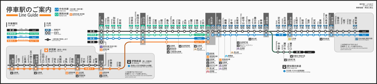 JR東海の関西線・中央線の路線図を描きました - カラン
