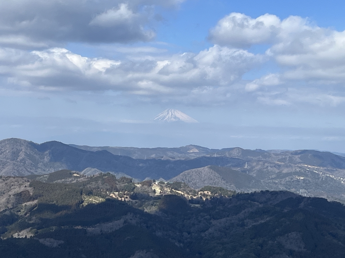 大室山頂上から見える富士山。天気が良い日に見られる絶景