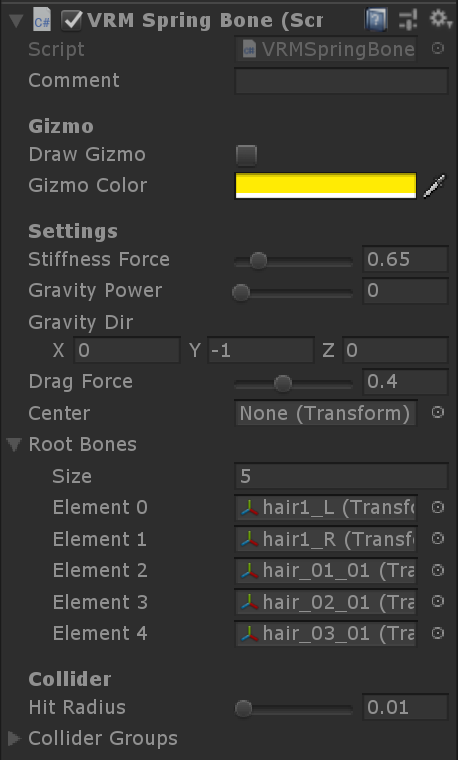 Unity】VRMモデルの髪をセットアップする - ForgeVision