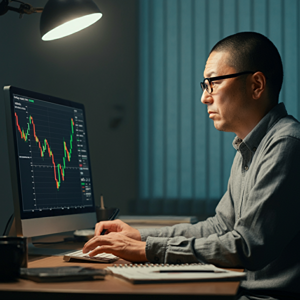 FX取引で移動平均線のみを使って勝つ方法を考える40代の日本人男性