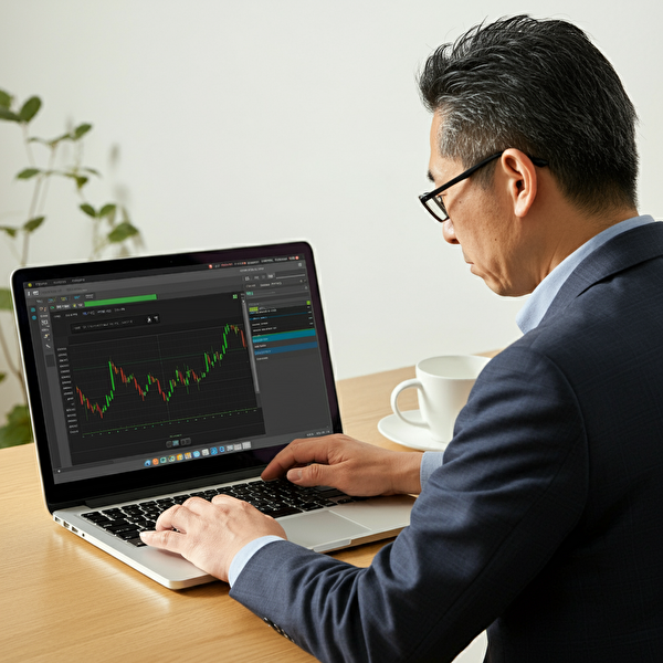 Mac版MT4でインジケーターをインストールする40代日本人男性のイメージ画像