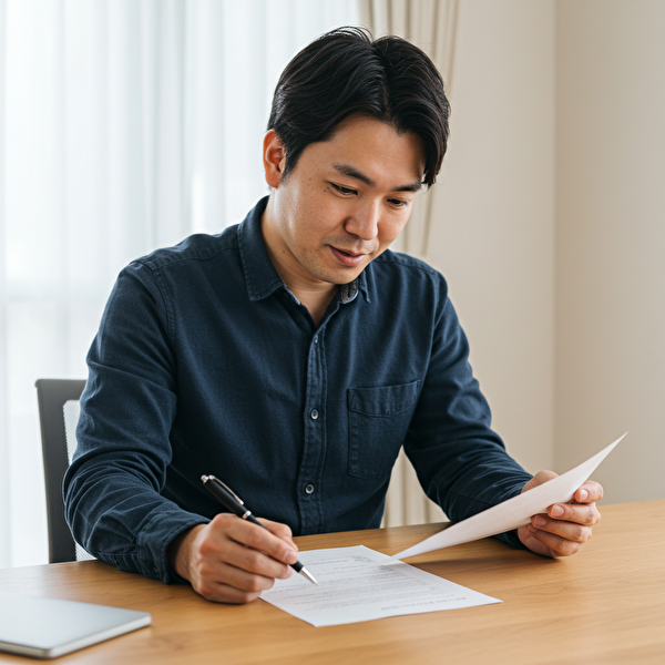 FX設定のポイントを理解して納得する日本人男性の表情（トラリピ初心者）