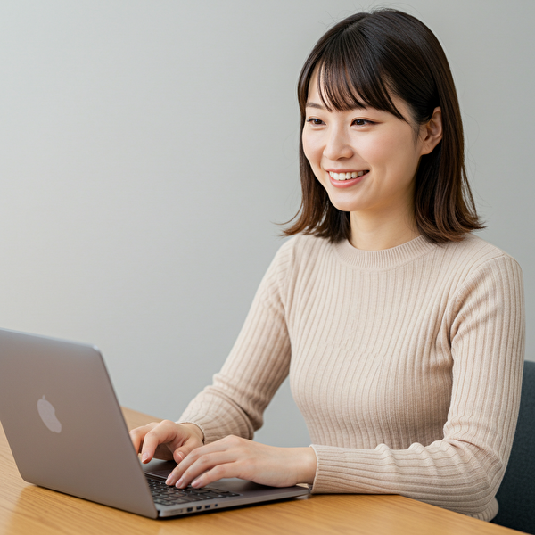 FX初心者の女性が安心して取引口座を選んでいる様子