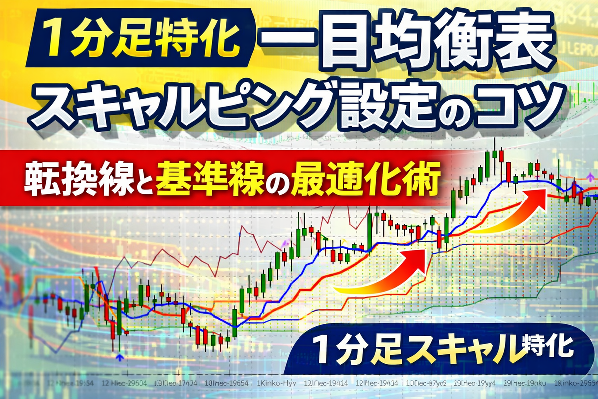 1分足特化】一目均衡表スキャルピング設定のコツ｜転換線と基準線の最適化術 - FXスキャルピング手法のマスターへ：1年未満のトレーダーの挑戦と成功への道