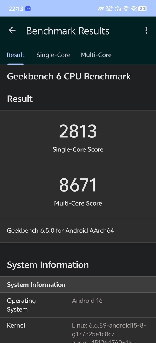 geekbench6 cpu IQOO Neo11
