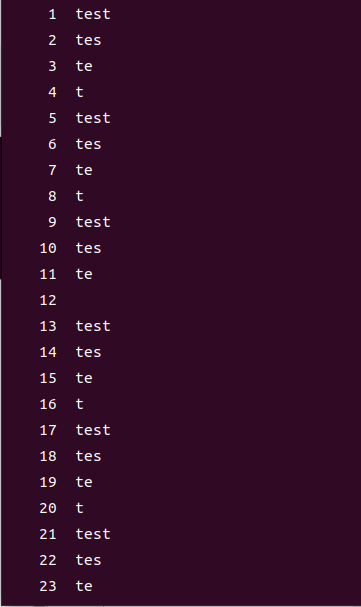 cat -n コマンドの実行表示例