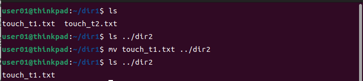 mvコマンドの実行例