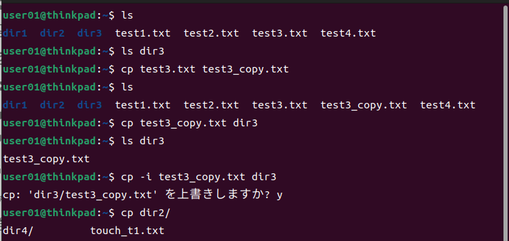cpコマンドの実行例