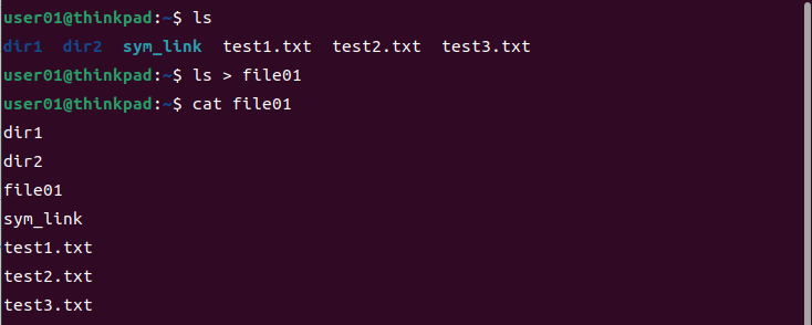 リダイレクトの実行例