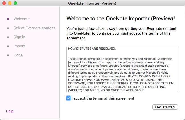 ソフトウェアライセンス条項 OneNote Importerのイメージ02