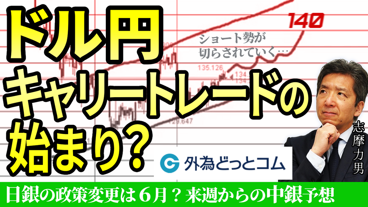 ドル円はキャリートレードの始まり？140円も｜日銀の政策変更は６月？来週からの中銀予想｜RBA利上げ再開で豪ドル高か 4月21日（金）志摩力男 -  外為どっとコム マネ育チャンネル
