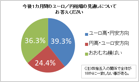今後１カ月間のユーロ／円相場の見通し