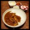 今夜はケララカレーとカブサラダとらっきょうと福神漬と山芋浅漬け(´