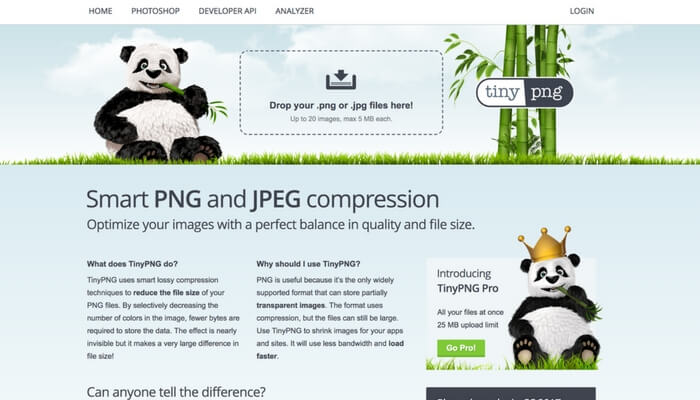 JPEGやPNGの画像を圧縮して軽くしてくれるサイト、TinyPNGの使い方紹介