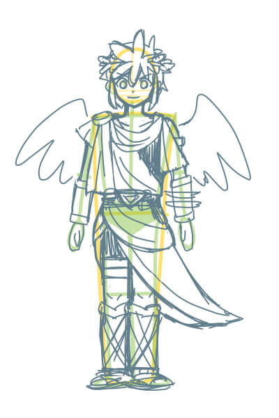 カンタンに絵が上達する、体の描き方3（スマブラのピットくん）