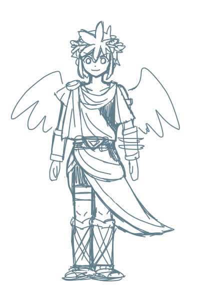 カンタンに絵が上達する、体の描き方4（スマブラのピットくん）