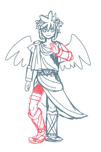 カンタンに絵が上達する、脚の描き方5（スマブラのピットくん）