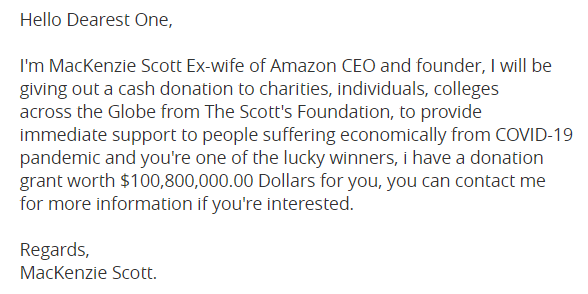 RE: DONATION