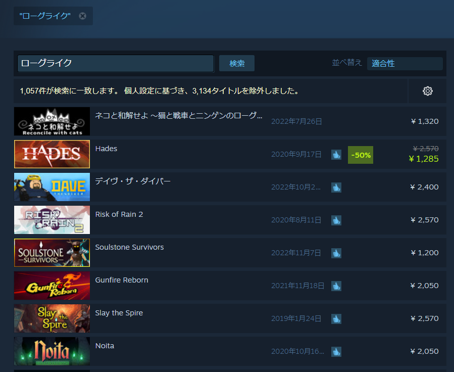 Steam　ローグライク