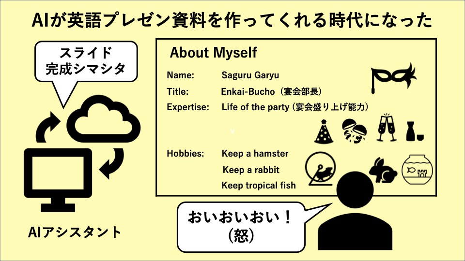 英語プレゼンテーション テンプレート 016 「簡単な自己紹介」 我流! 英語プレゼン作成・試行錯誤 英語プレゼンテーション テンプレート 016 「簡単な自己紹介」 我流! 英語プレゼン作成・試行錯誤