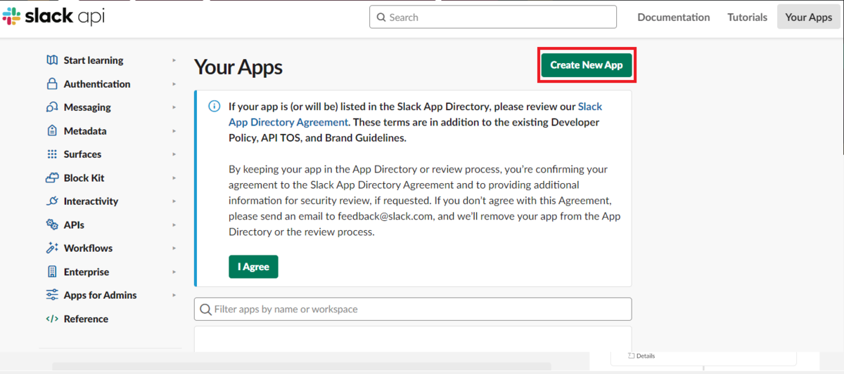 Slack API/create new app