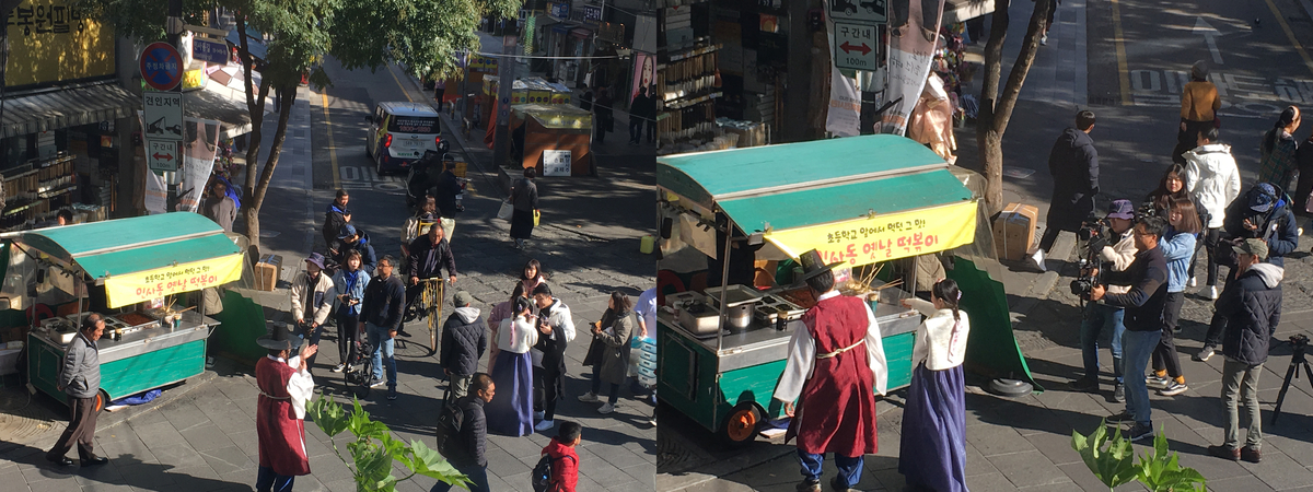 仁寺洞での撮影風景